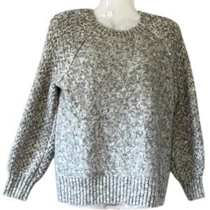 J. Crew Wool Alpaca Blend Crew Grey Sweater Balloon Honeycomb Sleeve Women's XXS